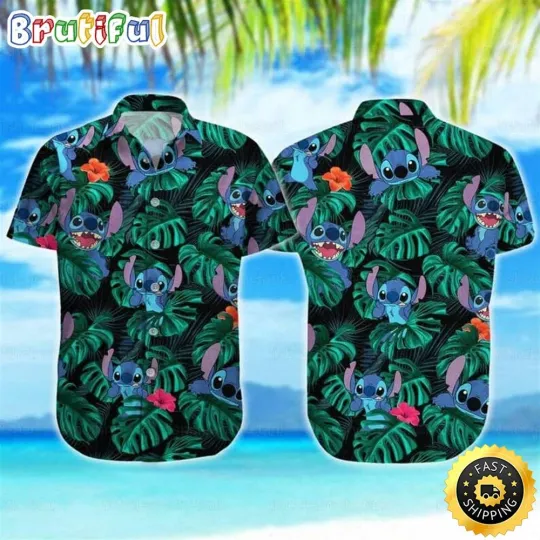 Discover Disney Stitch Hawaiian Shirt Tropical Palm Leaves Beach Vacation Gift_qak_81