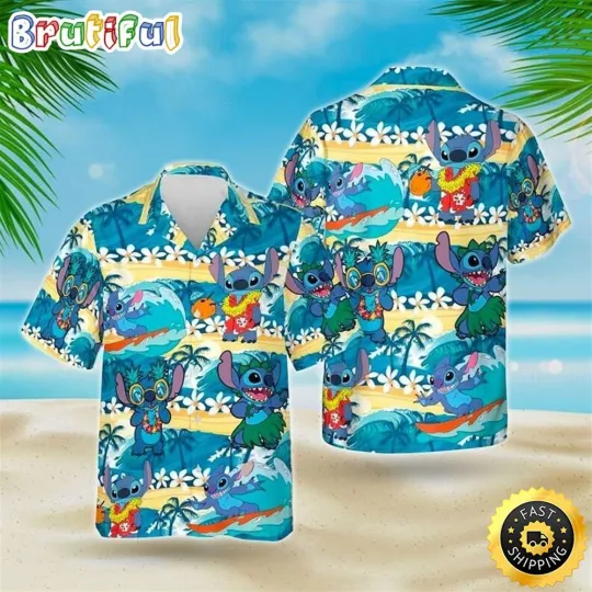 Discover Disney Stitch Hawaiian Shirt Summer Beach Pattern_t38_43