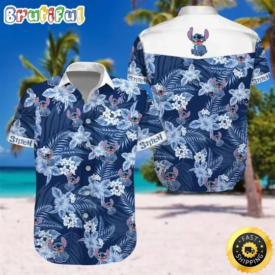 Discover Disney Stitch Hawaiian Shirt Hibiscus Flower Pattern_uq6_22