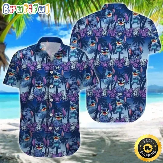 Discover Disney Stitch Hawaiian Shirt Palm Trees Pattern_hcf_41