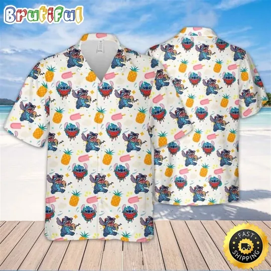 Discover Disney Stitch Hawaiian Shirt Pineapple Pattern Summer Gift For Beach Trip_nyp_11