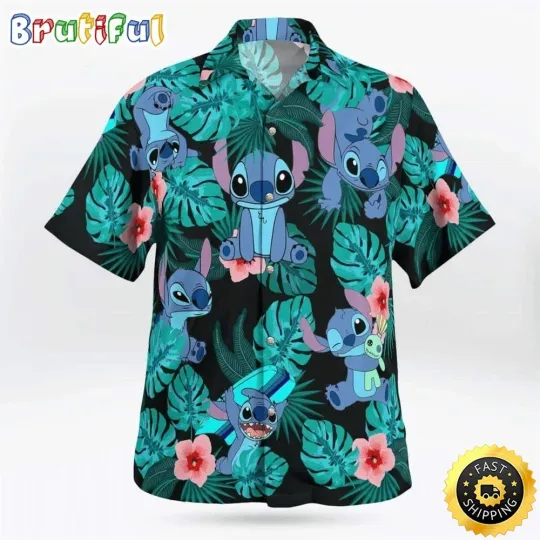 Discover Disney Stitch Hawaiian Shirt Tropical Flower Pattern Gift For Beach Trip