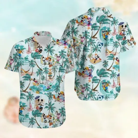 Discover Disney Mickey Mouse And Friends Tropical Summer Disneyland Aloha Hawaiian Shirt
