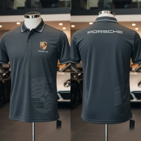 Por.schee Motorsport Heritage Racing Logo Mans Short Sleeve Polo Shirt 3D, S-5XL