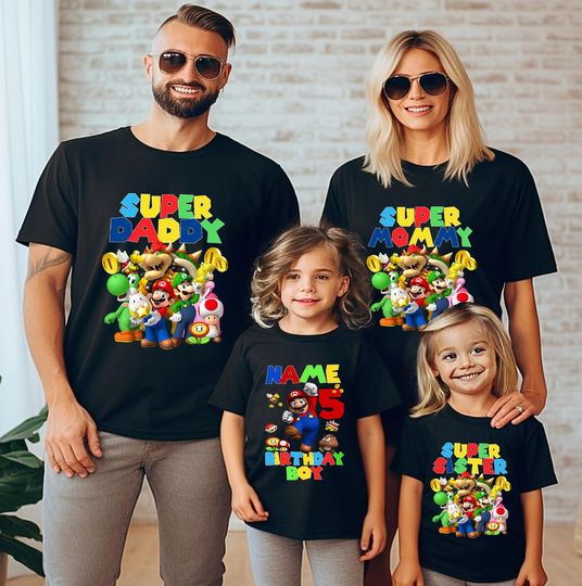 Mario Birthday Shirt: Super Mario Family Matching Tees
