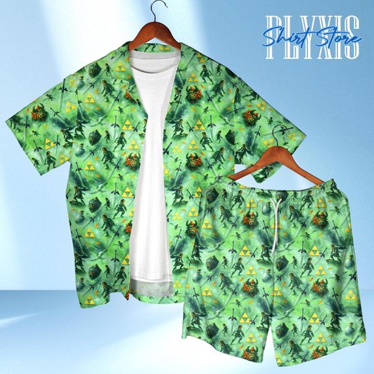 Zelda Hawaiian Shirt, Link Ganondorf Hyrule Video Game Party Shirt, Gamer Gift, Fan Apparel, Breath of the Wild Summer Shirt