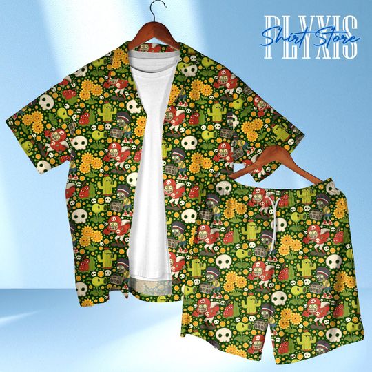 Discover Zombies Plant Hawaiian Shirt, Sunflower Video Game Party Shirt, Funny Gamer Style Summer Vibes