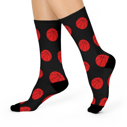 Discover Basketball Crew Socks (Red & Black)