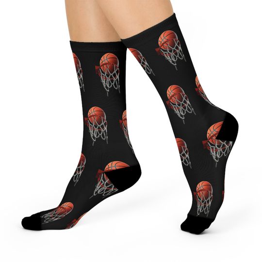 Discover Basketball & Hoop Crew Socks (Black)