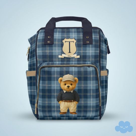 Discover Personalized Diaper Bag Backpack, Preppy Teddy Bear Baby Bag