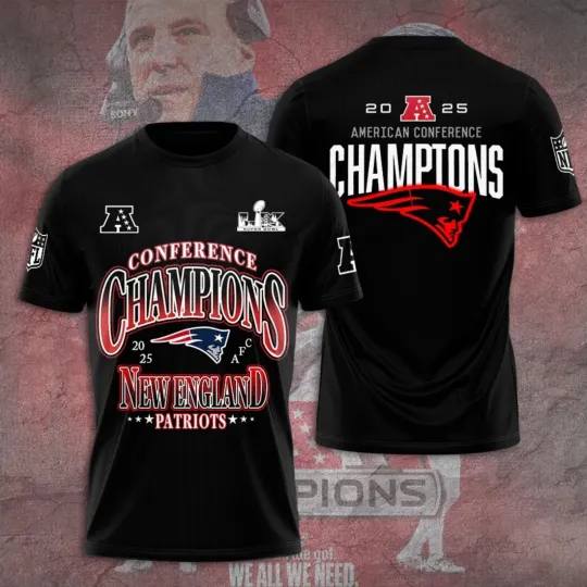 2025 New England Patriots AFC Champions 3D T-Shirt