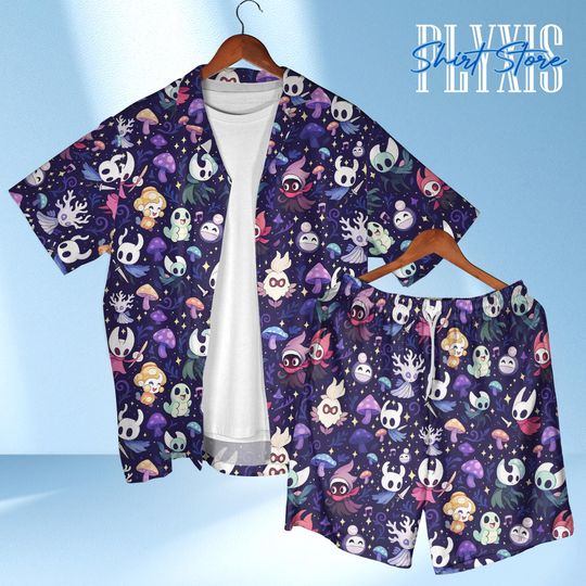 Knight Hawaiian Shirt - Character Print Gamer Apparel - Hallownest Fan Gift - Lightweight Gaming Shirt - Unisex Vacation Shirt