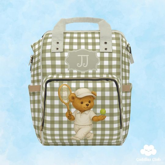 Discover Personalized Tennis Diaper Bag Backpack, Tennis Teddy Bear Bag