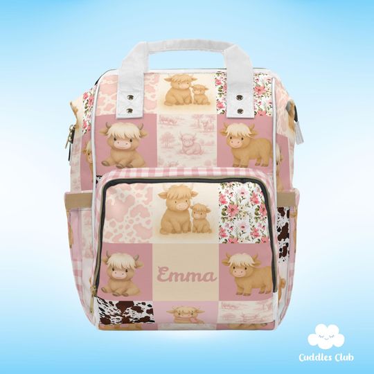 Discover Personalized Highland Cow Diaper Bag, Nursery Decor