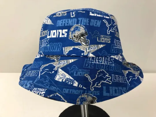Discover Detroit Pennant bucket hat, lion helmet team apparel, reversible hat