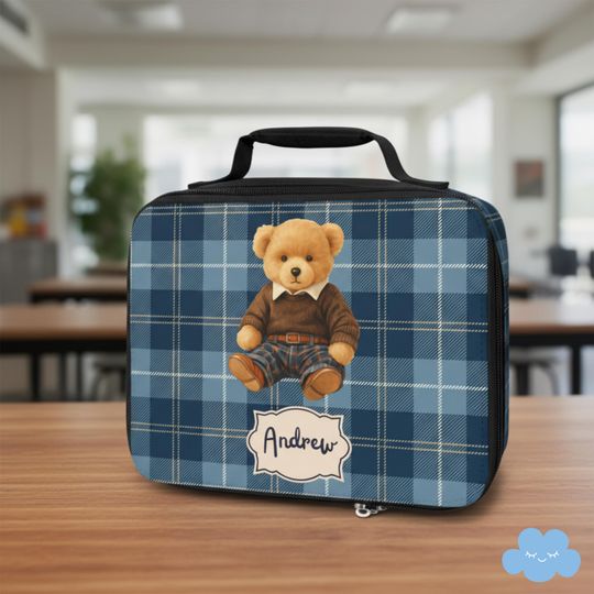 Discover Personalized Lunch Bag, Preppy Teddy Bear Lunch Box