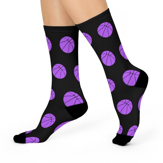 Discover Basketball Crew Socks (Purple & Black)