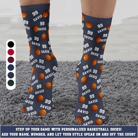 Discover Basketball Custom Name, Number, Personalized Crew Socks, Basketball Crew Socks, Perfect Birthday Gift or Team Gift, Unique Sportswear