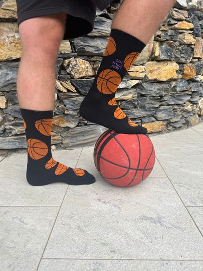 Men's Bespoke Embroidered Basketball Sports socks. Made to Order in the UK. Crew Sport, Custom, Personalised, Retro Styling, Gym Socks