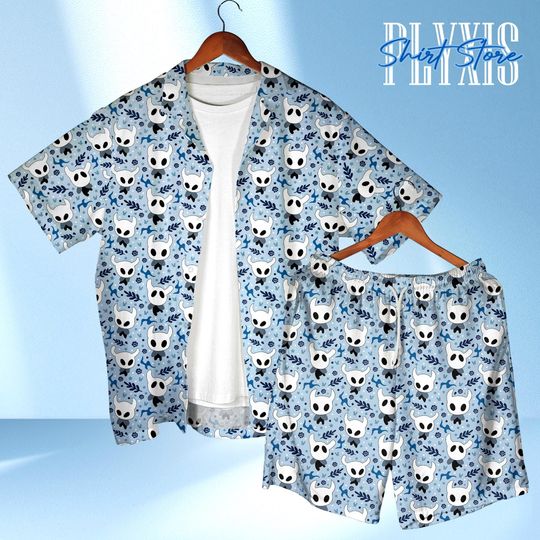 Discover Hollow Knight Fan Hawaiian Shirt - Knight Character Print - Video Game Apparel - Gamer Clothing- Hallownest Fan Gift