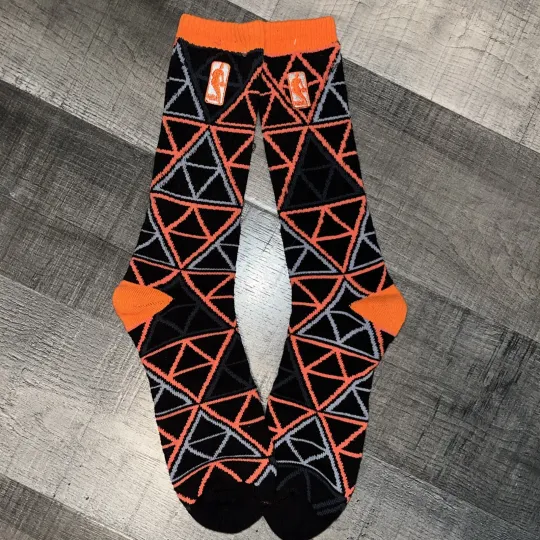 Discover NBA LOGO MAN BASKETBALL PYRAMID ORANGE BLACK LOGO CREW LENGTH SOCKS LARGE
