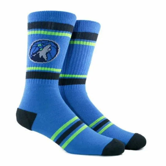 Minnesota Timberwolves NBA Mens Large Socks Fits 6-12 Stripe Crew Towns Edwards