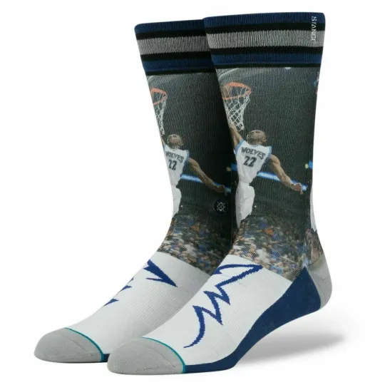 Discover Stance Adult Blue Crew Cotton NBA Timberwolves Andrew Wiggins Casual Socks Sz L