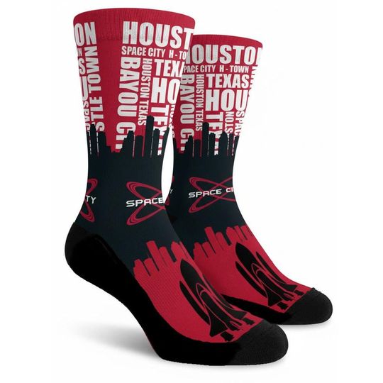Discover Houston Socks Houston Texas Skyline Socks Pro Basketball Team Socks