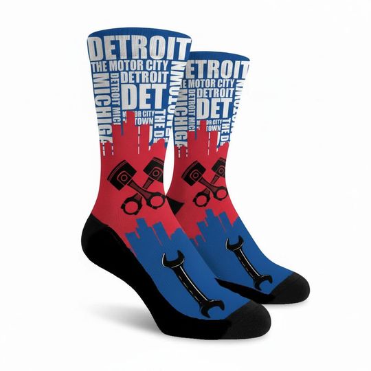 Discover Detroit Socks Pro Basketball Socks Detroit City Socks Skyline Socks