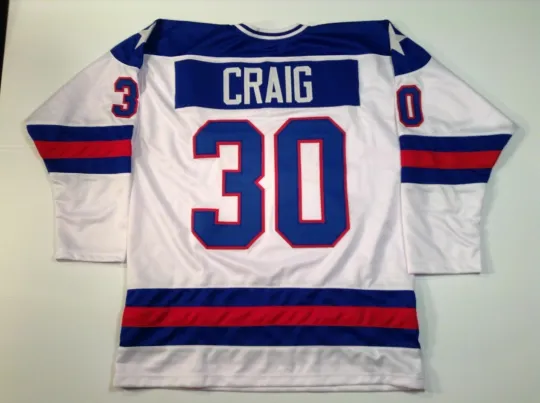 Discover Jim Craig 1980 Miracle On Ice USA Hockey White UNSIGNED CUSTOM Jersey