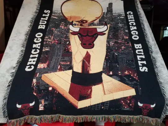 Vintage Chicago Bulls Woven Blanket Championship
