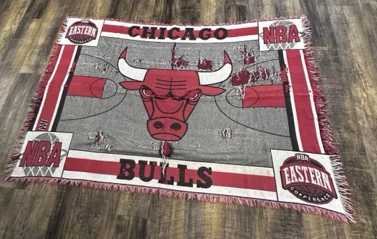 VTG Chatham Chicago Bulls Throw Blanket - NBA Woven Tapestry Wall Hanging