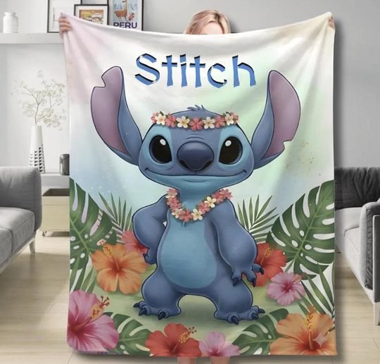 Discover Personalized Stitch Fleece Blanket, Custom Disney Blanket