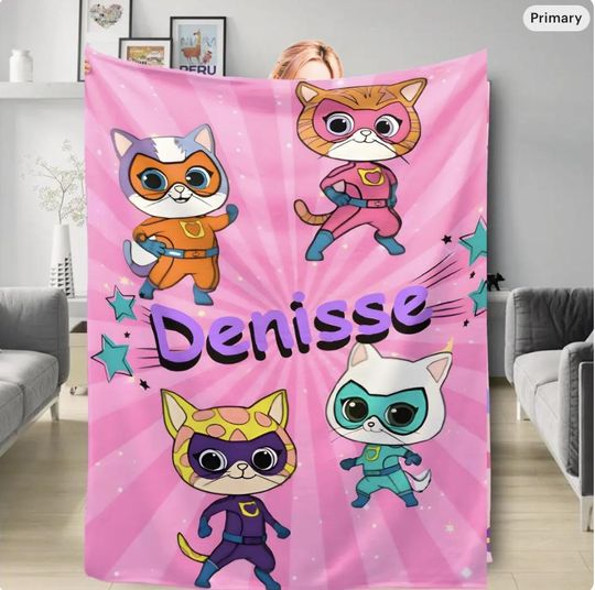 Discover Custom Superkitties Fleece Blanket, Personalized Super Kitties Blanket