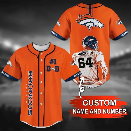 Denver Broncos football Baseball Jersey Shirt For Game Day Full Size