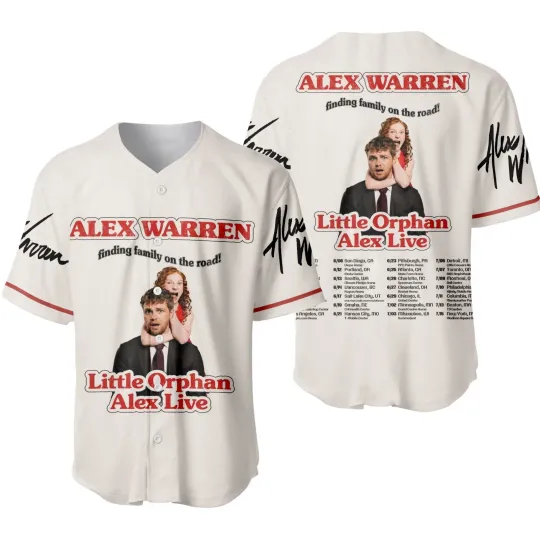 Discover Alex Warren Little Orphan Alex Live 2026 Baseball Jersey Tour Concert Merch Mens
