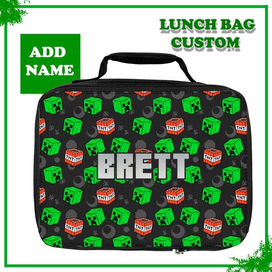 Discover Custom Minecraft Lunch Bag, School Lunch Bag, Personalized Boys Bag, Gamer Gifts, Birthday Gift Kids, Gaming Lunch Box, School Bag