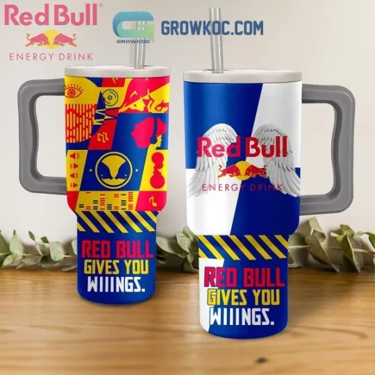 Discover 40 oz Red Tumbler with Handle - B*ull Gives You Wings