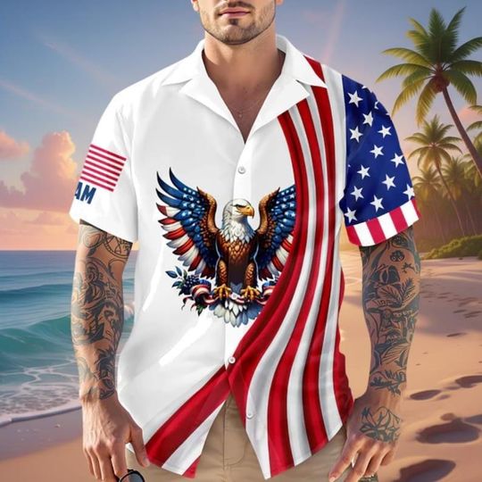 Discover American Eagle Hawaiian Shirt, Patriotic USA 250th Anniversary