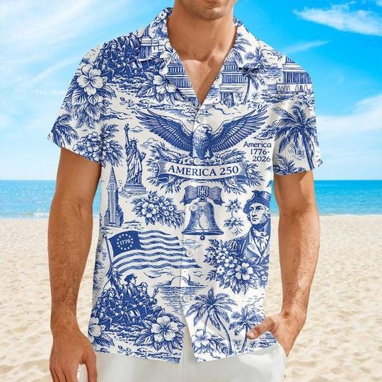 Discover Hawaiian 250th America Anniversary Shirt, Patriotic Military Hawaiian Shirt, US 250 Years,We The People,Independence Day, Patriotic USA Flag
