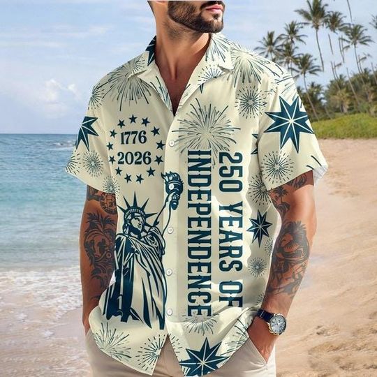 Discover 250 Years Hawaiian Shirt, 250th Anniversary USA Flag Beach Shirt, USA 250 Years of Independence 1776-2026 Hawaii Shirt, We The People Shirt