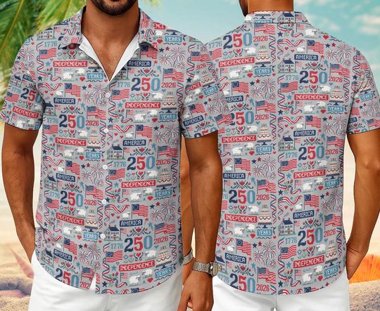 Discover American 250th Anniversary Hawaiian Shirt, 250 Years United State Of America Shirt, America Anniversary Tee, Independence Day Shirt 03