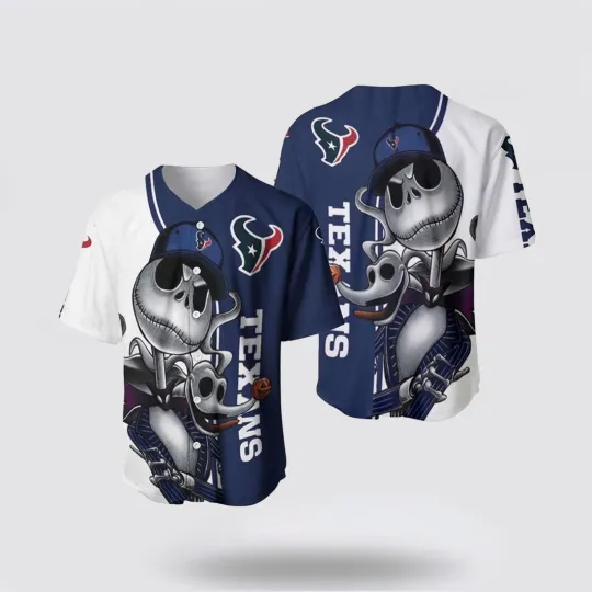 football Houston Texans Baseball Jersey Jack Skellington And Zero Perfect Your Team