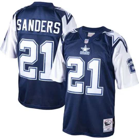 Men's #21 Deion Sanders Navy 1995 Throwback Retired Player Jersey