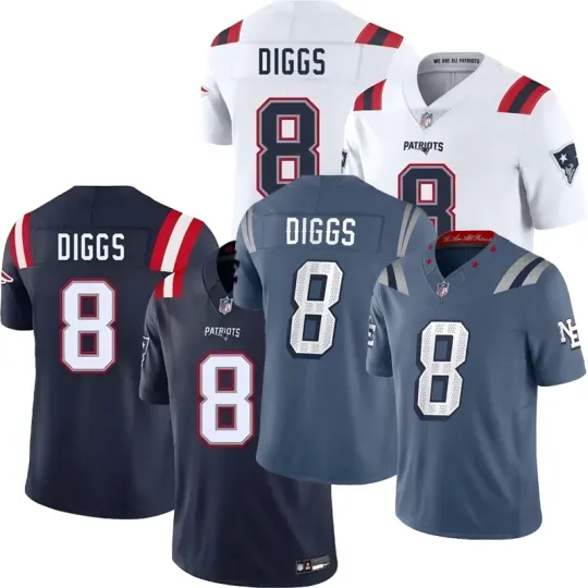 Discover Men's Patriotss #8 Stefon Diggs Robinson Limited Stitched Jersey S-3XL