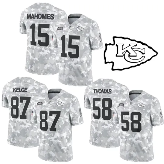 Discover Men's Chiefss Arctic Camo 2024 Salute to Service All Stitched Player Jersey