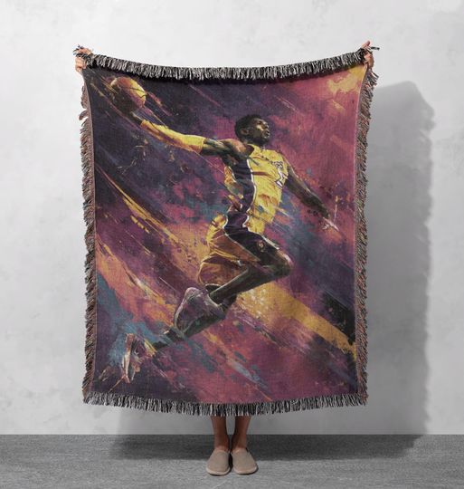Discover Basketball Legend Fan Art Woven Blanket  , Gift For Dad Son Boyfriend Woven Tapestry, Sports Lover Man Cave Decor, Los Angeles Fan