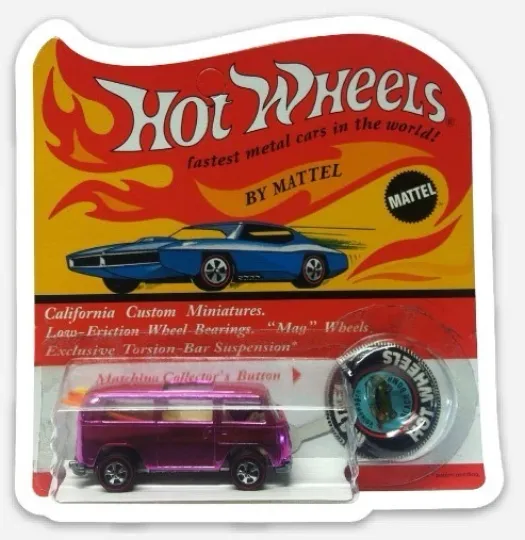 Hot Wheels 1969 VW Pink Beach Bomb Flat Magnet