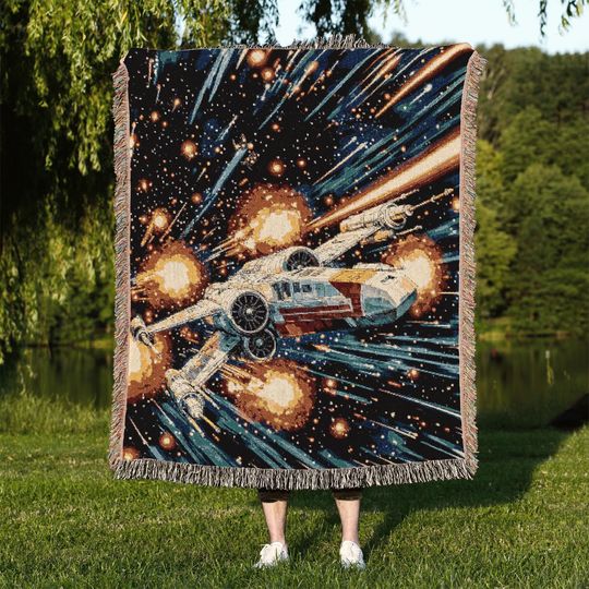 Discover Star Wars X-Wing Woven Blanket: Sci-Fi Tapestry Throw