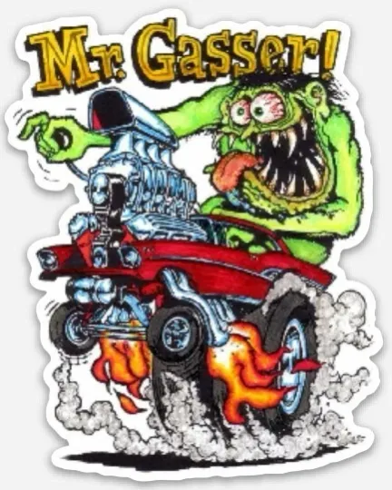 Discover Rat Fink Mr. Gasser Magnet - 1957 Chevy Custom Muscle Car Vintage Hot Rod V8